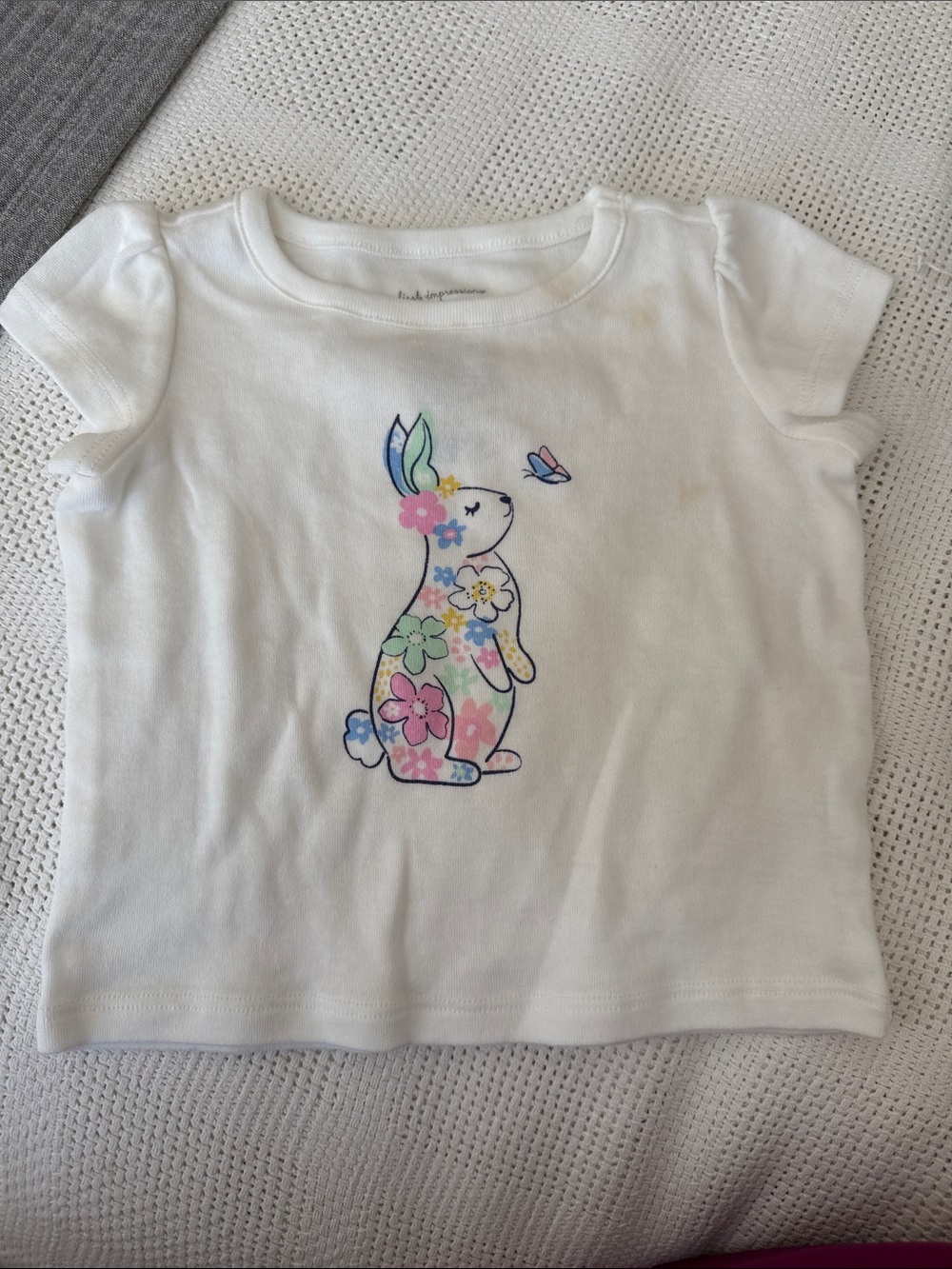 White Bunny Floral Tee for Kids